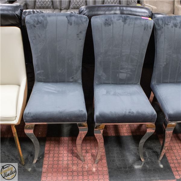 PAIR OF NEW MODERN DINING SUEDE ARMLESS DINING