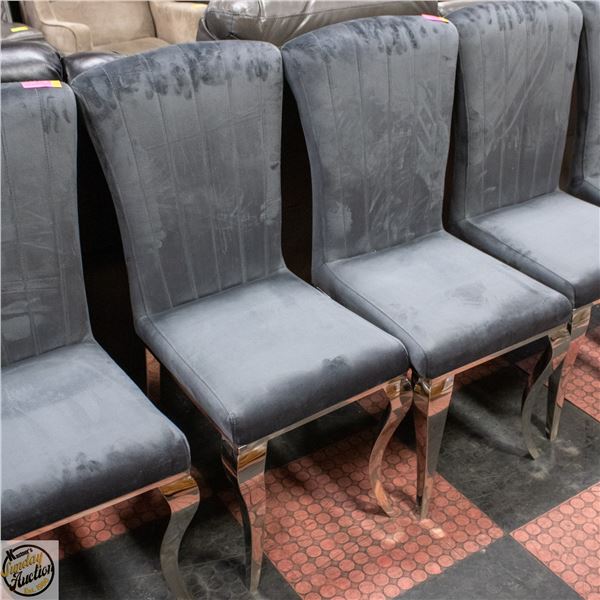 PAIR OF NEW MODERN DINING SUEDE ARMLESS DINING