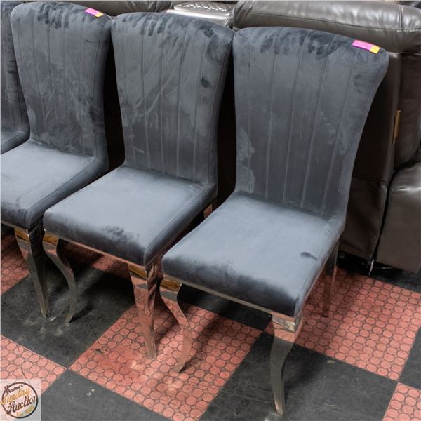 PAIR OF NEW MODERN DINING SUEDE ARMLESS DINING