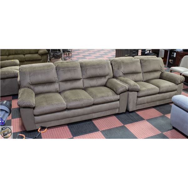 NEW BROWN FABRIC SOFA AND LOVESEAT SET