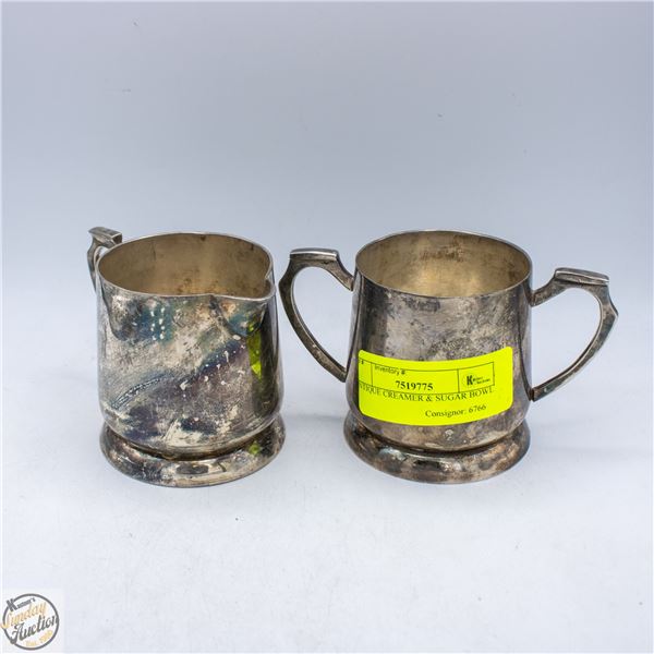 ANTIQUE CREAMER & SUGAR BOWL