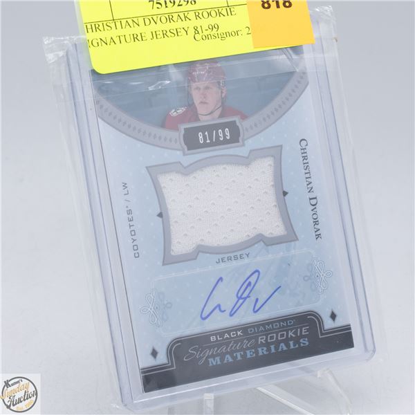 CHRISTIAN DVORAK ROOKIE SIGNATURE JERSEY 81-99