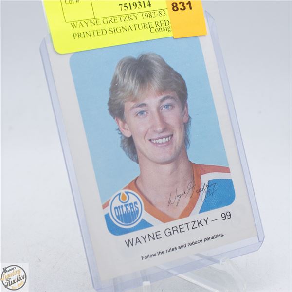WAYNE GRETZKY 1982-83 AUTO PRINTED SIGNATURE RED-