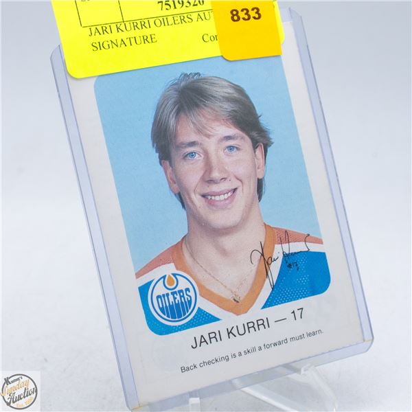 JARI KURRI OILERS AUTO-PRINTED SIGNATURE