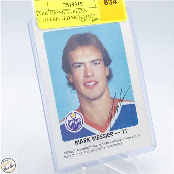 MARK MESSIER OILERS AUTO-PRINTED SIGNATURE