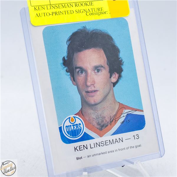 KEN LINSEMAN ROOKIE AUTO-PRINTED SIGNATURE