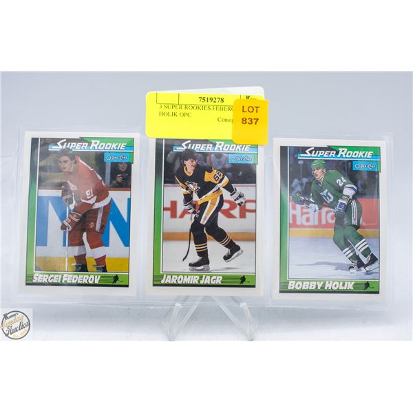 3 SUPER ROOKIES FEDEROV JAGR HOLIK OPC