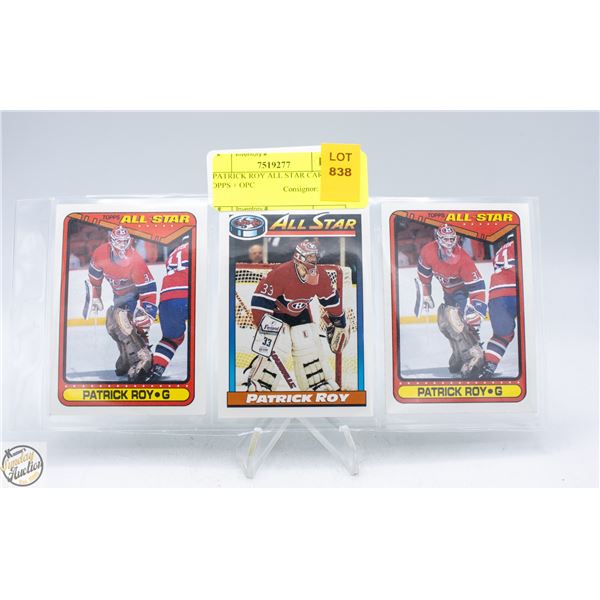 3 PATRICK ROY ALL STAR CARDS TOPPS + OPC
