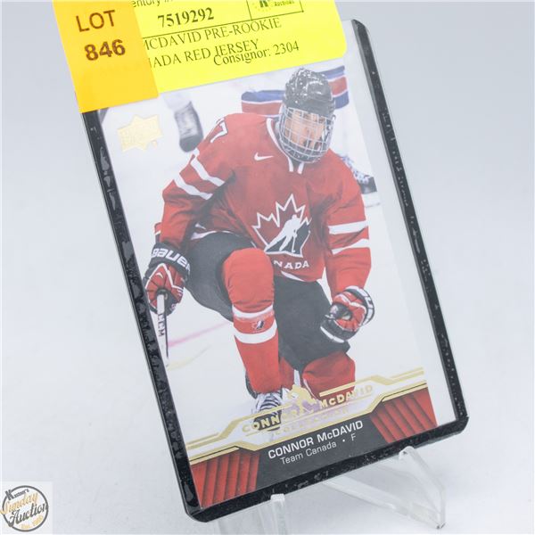 CONNOR MCDAVID PRE-ROOKIE TEAM CANADA RED JERSEY