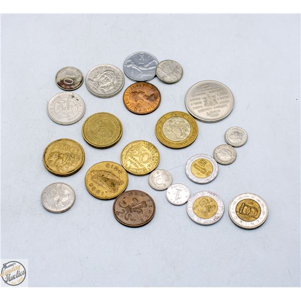 BAG WITH 21 ASSORTED COINS
