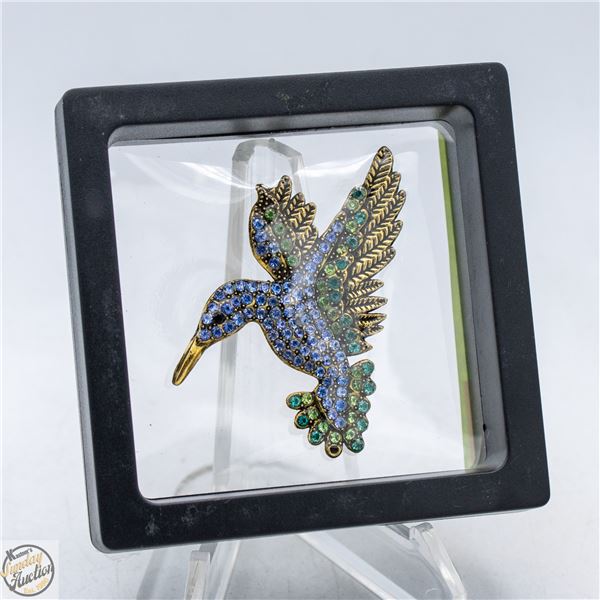 NEW HUMMINGBIRD BROOCH 1.6”X1.9 FILLED