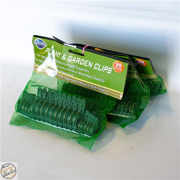 60 CLIPS - 3 PKGS PLANT & GARDEN CLIPS