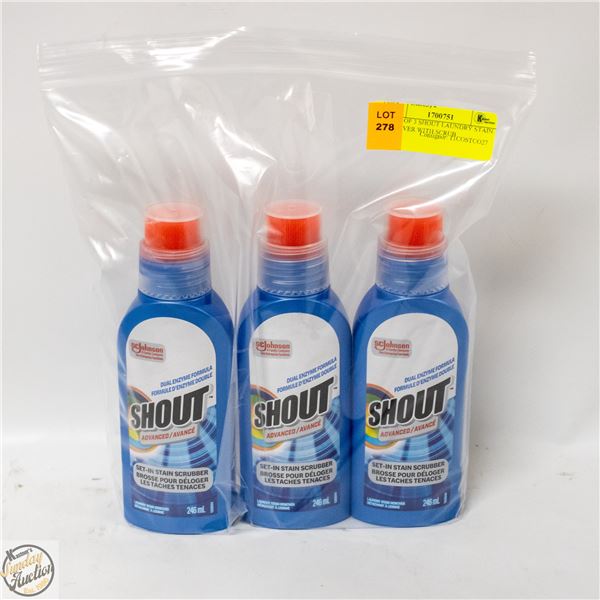 PACK OF 3 SHOUT LAUNDRY STAIN REMOVER WITH SCRUB