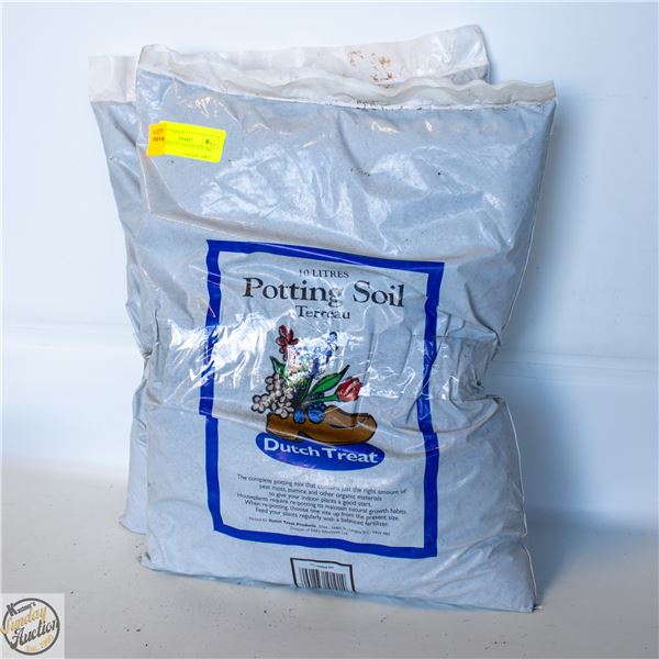 TWO BAGS 10 L EACH OF POTTING SOIL