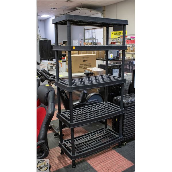 PLASTIC SHELVING UNIT *CRACKED TOP SHELF* H-73"