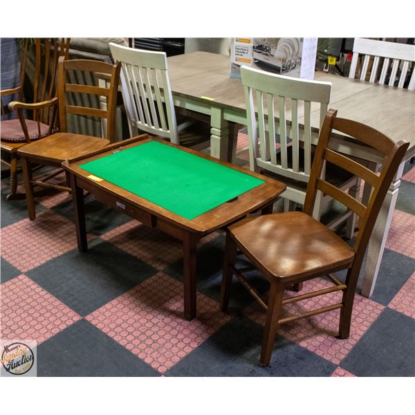 TOYS R' US LEGO TABLE+1 DRAWER & 2 WOODEN CHAIRS