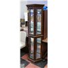 Image 1 : TALL HEXEGON CURIO CABINET WITH GLASS DOORS H-71"