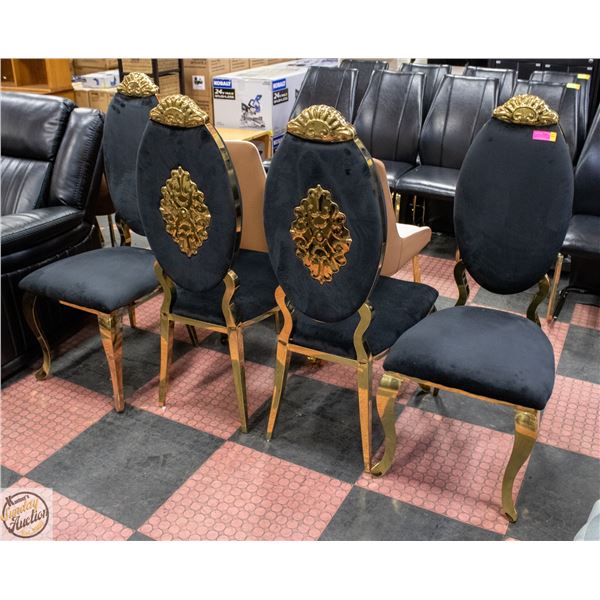 4 NEW MAPLE FURNITURE SHANGRILA BLACK SUEDE GOLD
