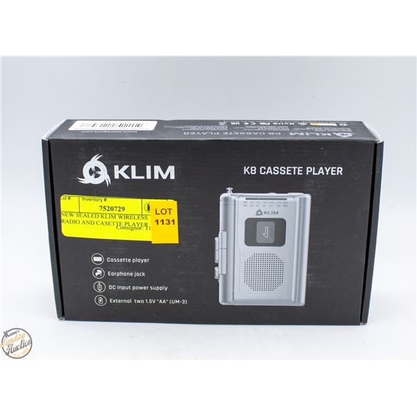NEW SEALED KLIM WIRELESS RADIO AND CASSETTE PLAYER