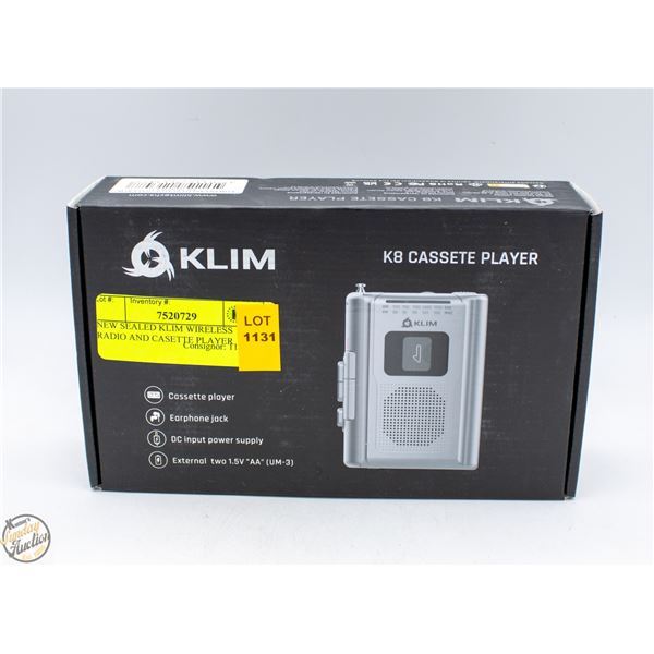 NEW SEALED KLIM WIRELESS RADIO AND CASSETTE PLAYER