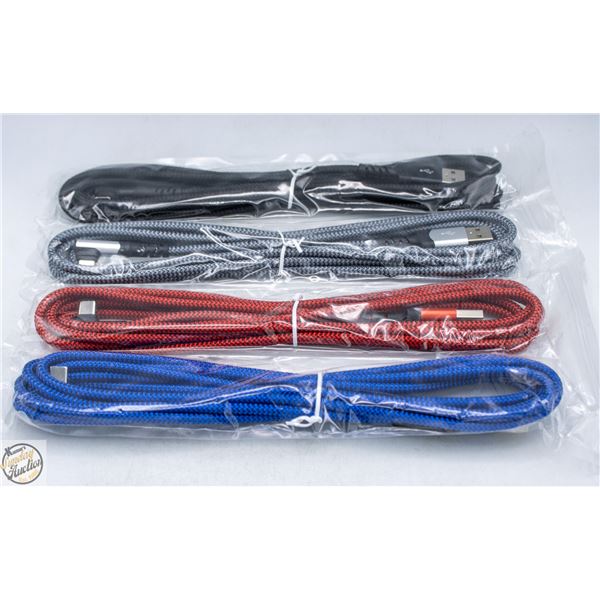 BRAND NEW 4 PACK USB TO USB-C BRAIDED CABLE 10FT