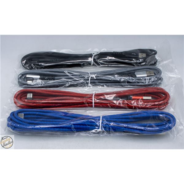 BRAND NEW 4 PACK USB TO USB-C BRAIDED CABLE 10FT