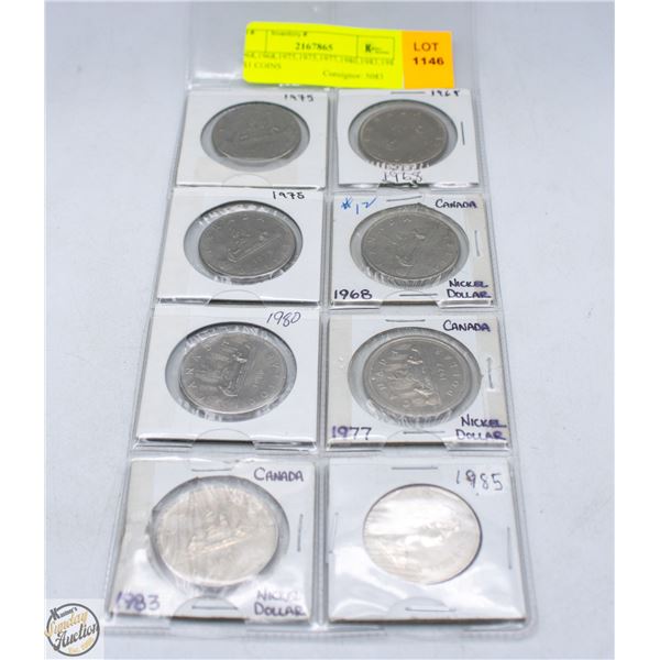 1968,1968,1975,1975,1977,1980,1983,1985 $1 COINS