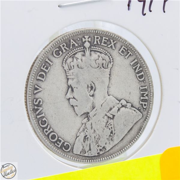 1917 CANADA SILVER 50 CENT COIN