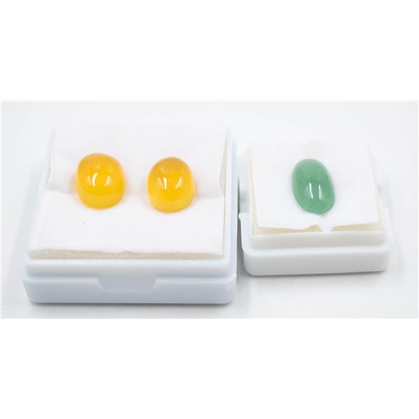 #289-NATURAL CHALCEDONY 15.16CT& AVENTURINE 4.75CT