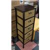 Image 1 : 5-DRAWER WICKER AND DARK WOOD (16” X 14”) H-44”