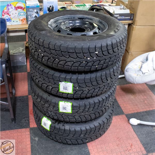 (4) WINTER TIRES LT245/75R17 8 BOLT PATTERN RIMS