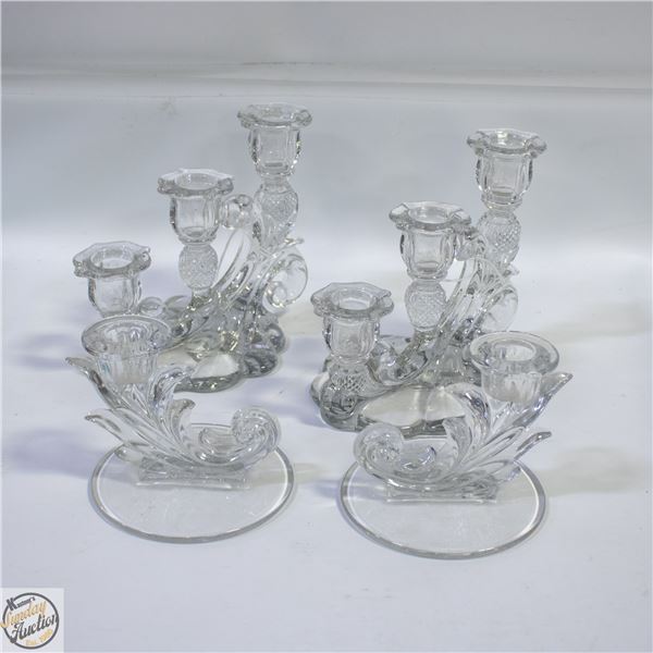 LOT OF 5 ASSORTED CANDLE HOLDERS 2 PAIRS