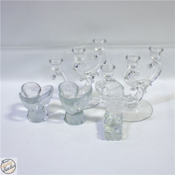 LOT OF CANDLE HOLDERS 2 THREE CANDLE 2 SINGLE +