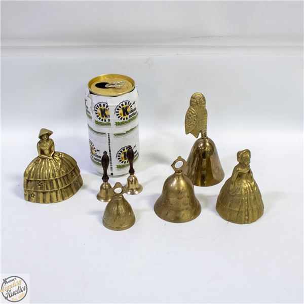 LOT OF BRASS BELLS & BELL FIGURES