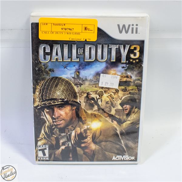 CALL OF DUTY 3 WII GAME