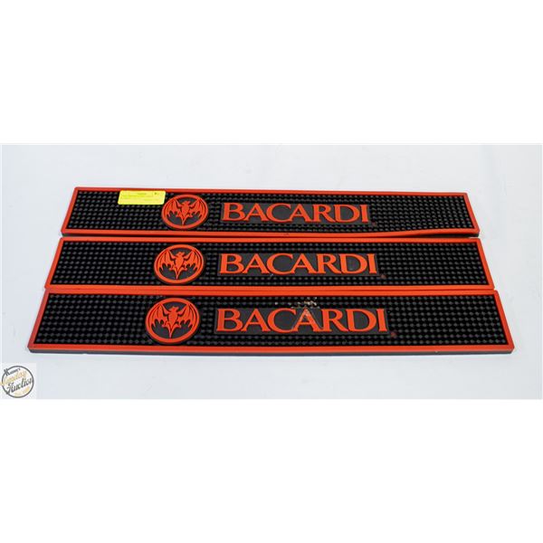 3 BACARDI RUM SPILL MATS RUBBER 3.5" X 22"