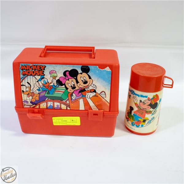 MICKEY MOUSE LUNCH BOX DISNEY PLASTIC W/THERMOS