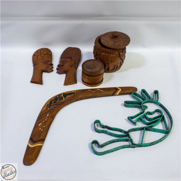 COLLECTION OF AFRICAN DECOR IN A