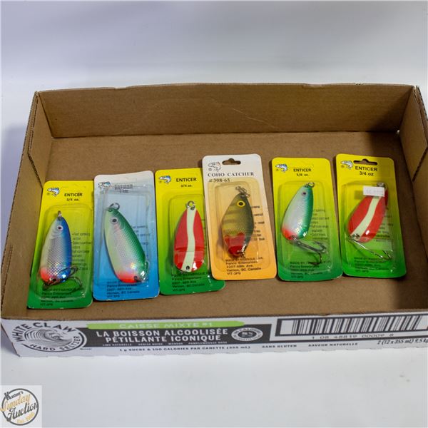 6 X ENTICERS FISHING LURES