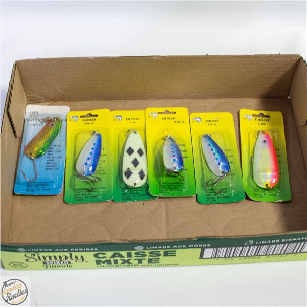6 X ENTICERS FISHING LURES