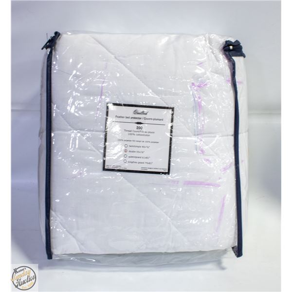 100% COTTON QUILTED FEATHER BED PROTECTOR DOUBLE