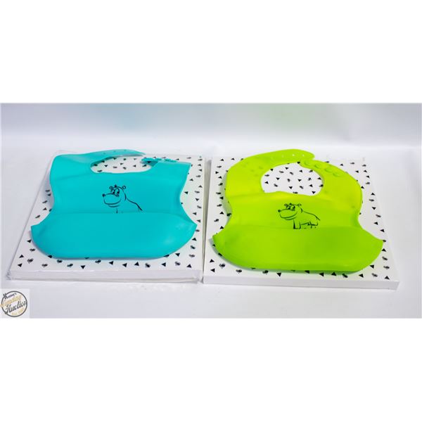 2 X 2 PACKS OF SILICONE BABY BIBS
