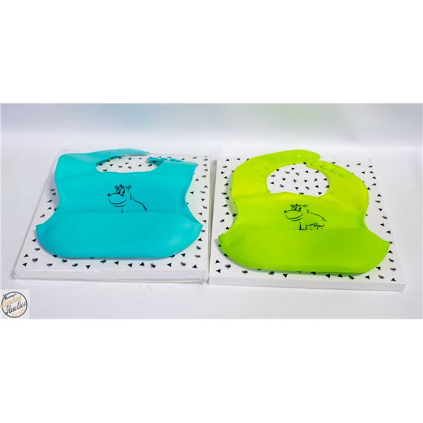 2 X 2 PACKS OF SILICONE BABY BIBS