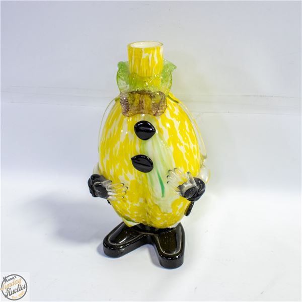 CUSTOM MADE CLOWN ART BLOWN GLASS VASE H-10.5"