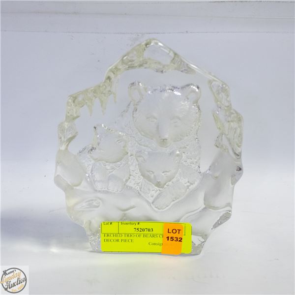 ERCHED TRIO OF BEARS CRYSTAL DECOR PIECE H-6.5"
