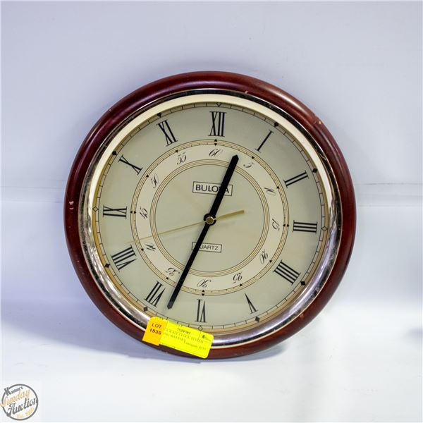 BULOVA WALL CLOCK TESTED WORKING 11.5" DIAMETER