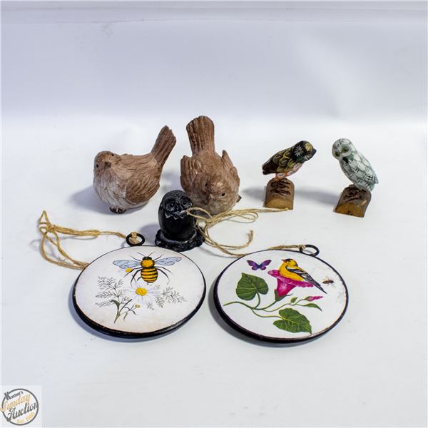 ESTATE HAND CARVED HAND PAINTED OWLS +