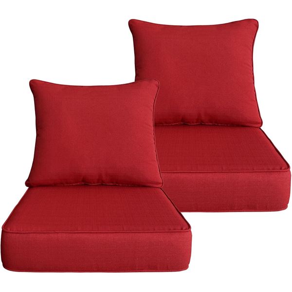 BRAND NEW 2 22X24" DEEP SEAT PATIO CUSHIONS CHILI