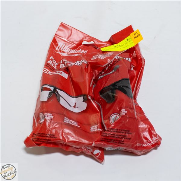 2 PCS MILWAUKEE SAFETY GLASSES FOG FREE