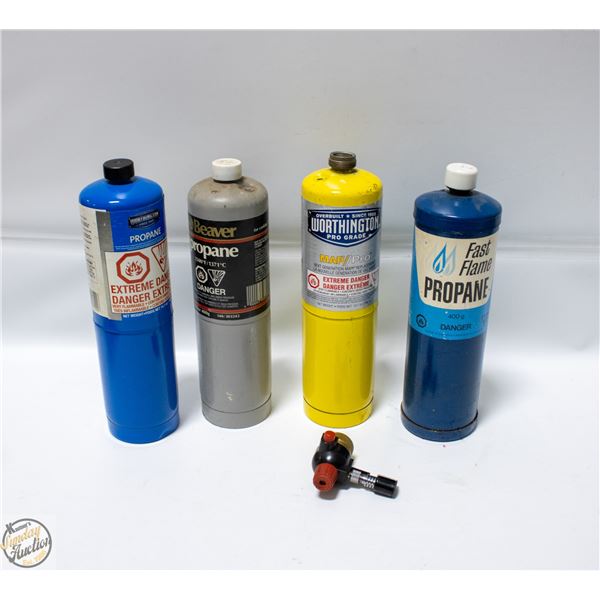 LOT OF SMALL PROPANE BOTTLES